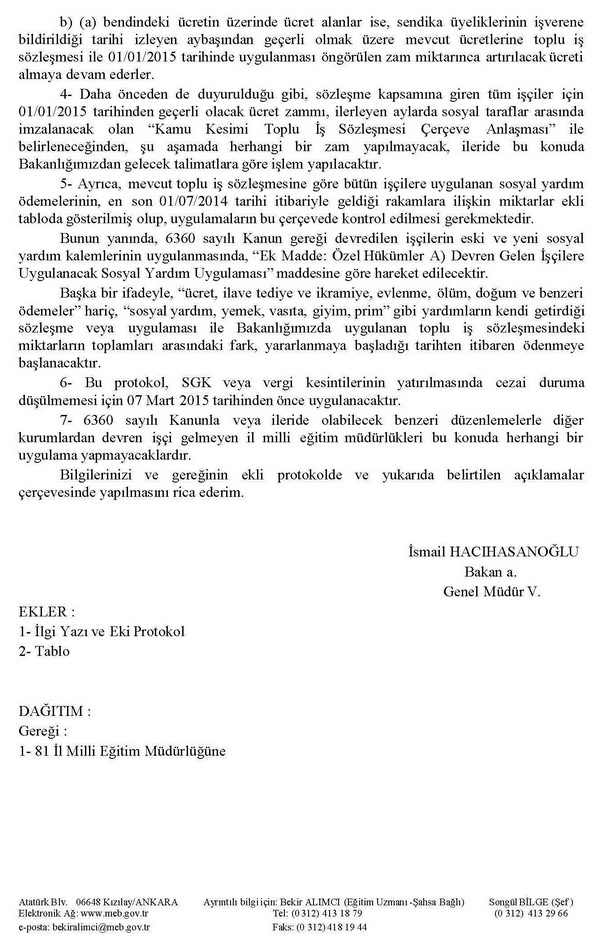 MEB'den devredilen işçiler hakkında genelge