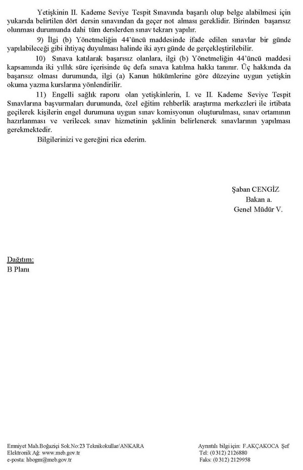 Okuma yazma seviye tespit sınavları