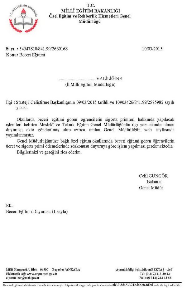 Beceri eğitimindeki öğrencilerin sigorta primleri