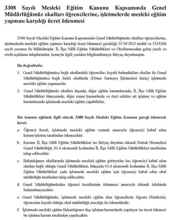 Beceri eğitimindeki öğrencilerin sigorta primleri