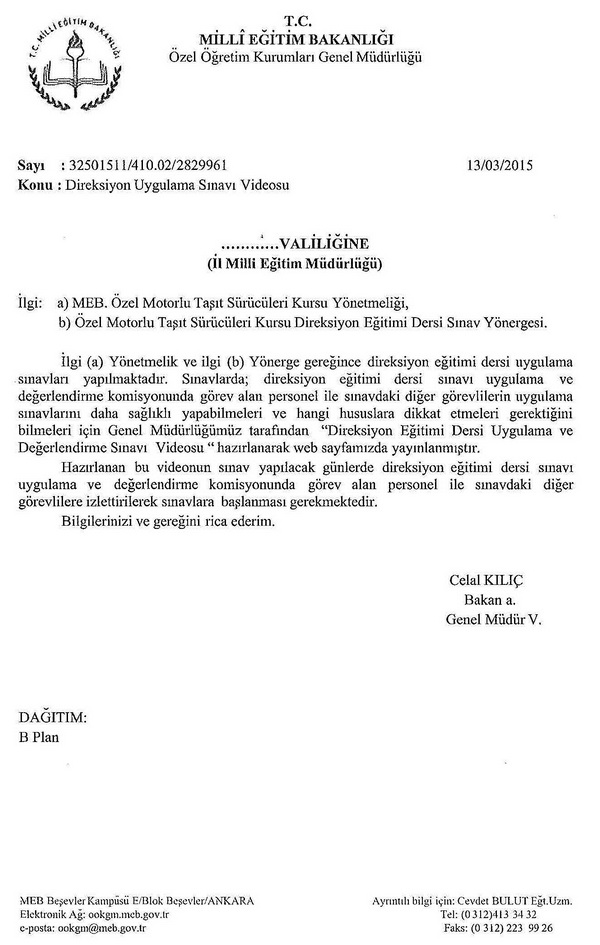 Direksiyon uygulama sınavı videosu