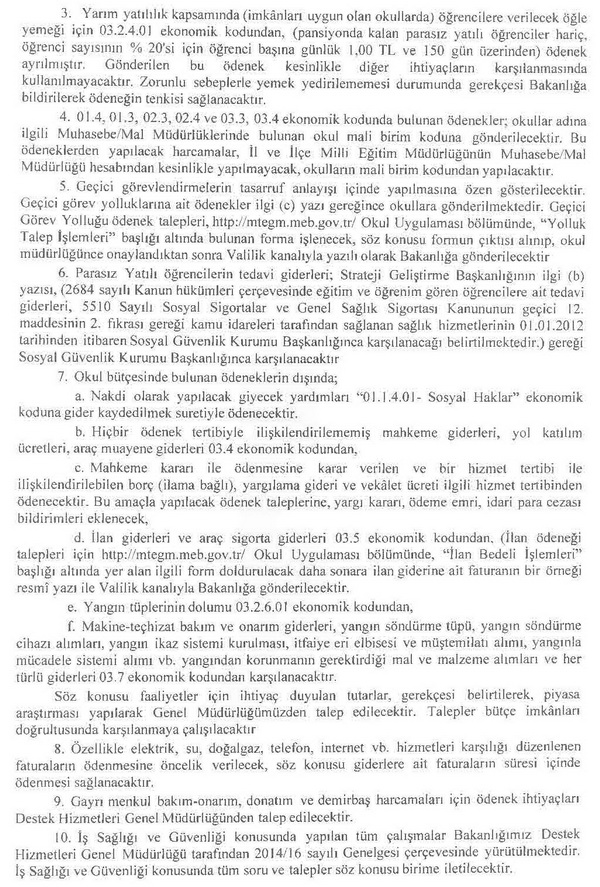 MEB 2015 mali yılı bütçe uygulama talimatı