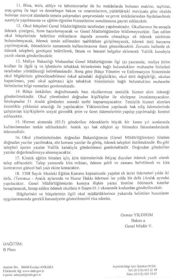 MEB 2015 mali yılı bütçe uygulama talimatı