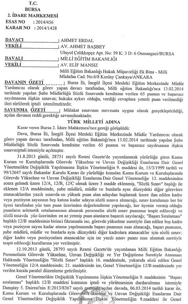 Yargı; yazılı sınav değerlendirme dışı bırakılamaz dedi