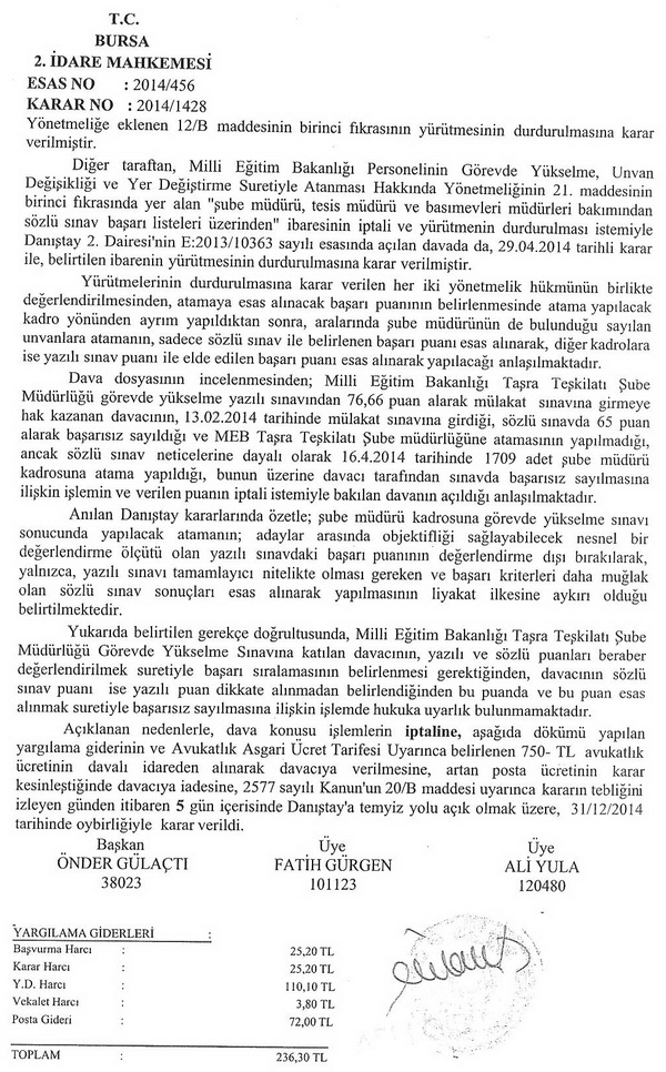 Yargı; yazılı sınav değerlendirme dışı bırakılamaz dedi