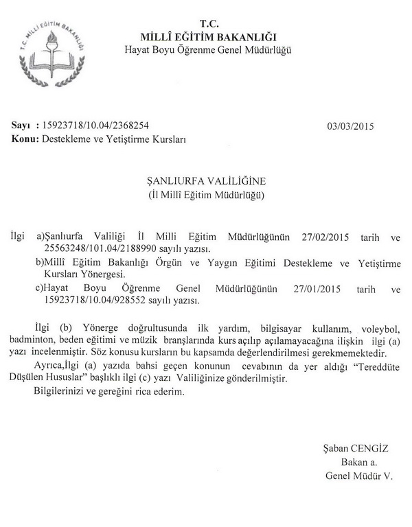 Yetiştirme kurslarında hangi kurslar açılamaz?