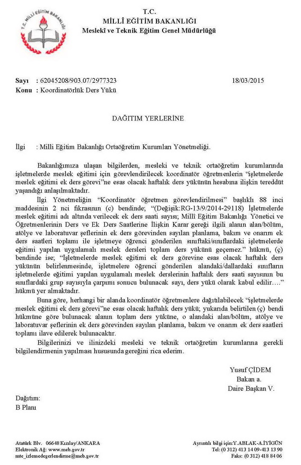 MEB koordinatörlük ders yükünün nasıl belirlenecegini açıkladı