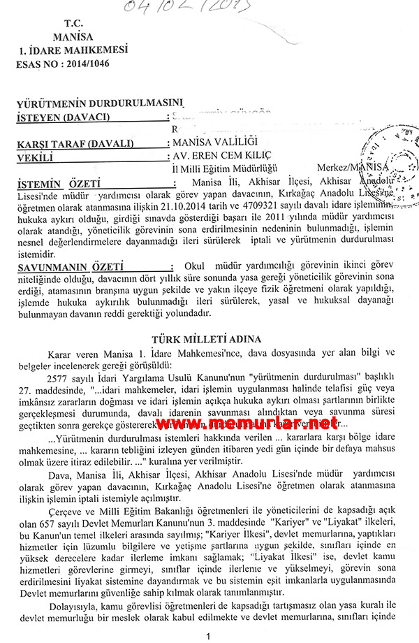 Okul Müdür Yardımcılığıyla İlgili Çok Önemli Karar