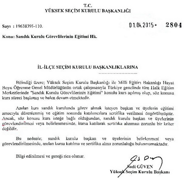 Sandık görevlilerinin eğitiminde ücret alınmayacak