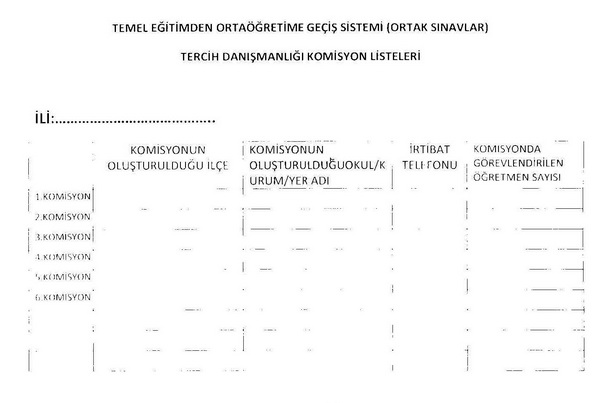 TEOG Tercih danışmanlığı komisyonları kuruldu