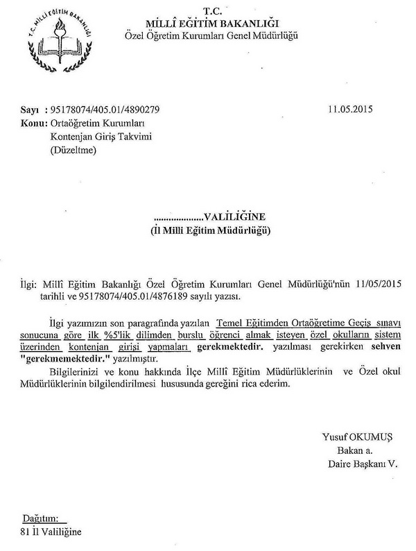 Ortaöğretim kurumları kontenjan belirleme işlemleri başladı