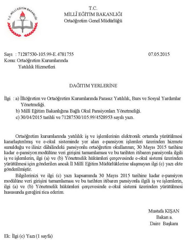 Ortaöğretim kurumlarında yatılılık hizmetleri