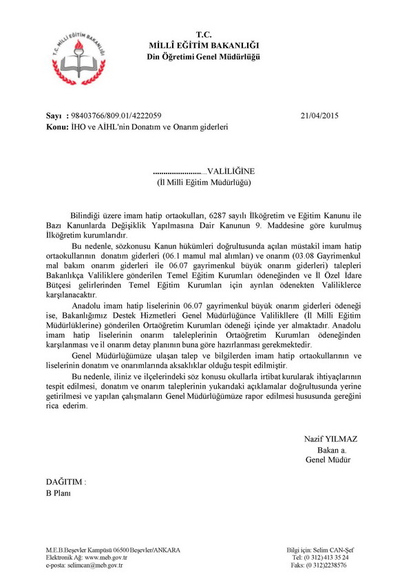 İHO ve AİHL'nin Donatım ve Onarım giderleri