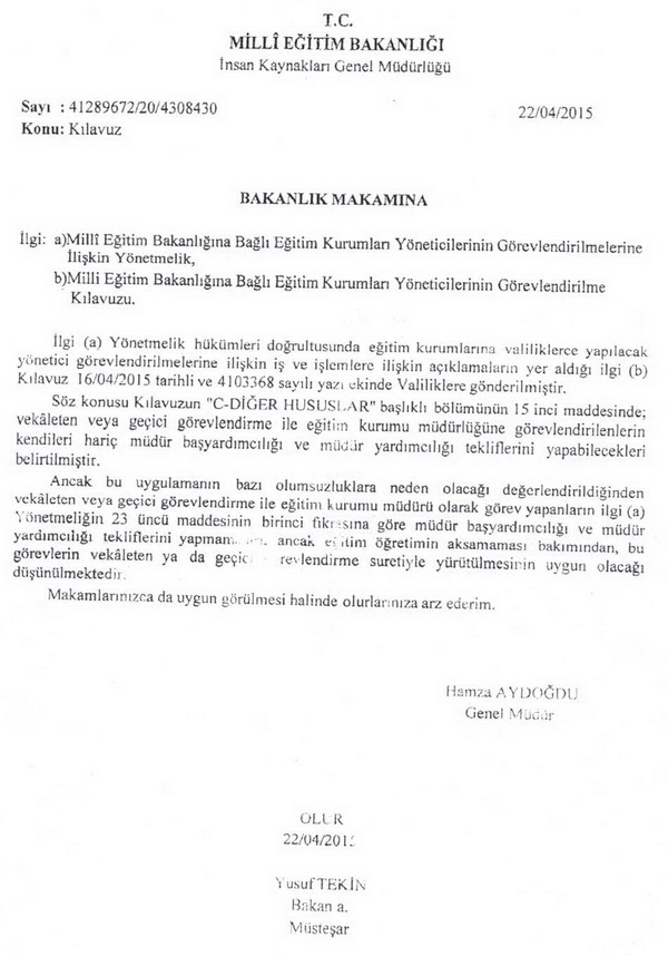 Yönetici Görevlendirme Kılavuzunda Değişiklik Yapıldı