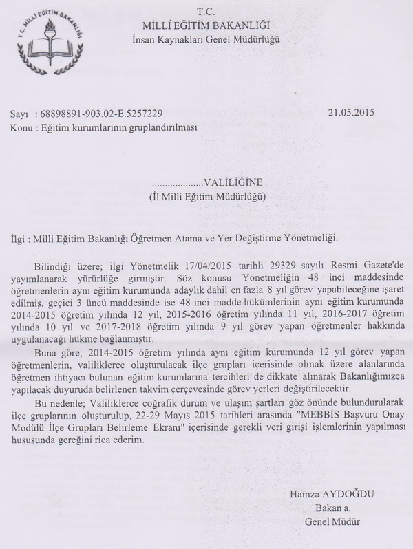 MEB, 'Rotasyon için ilçe grupları belirlensin' dedi