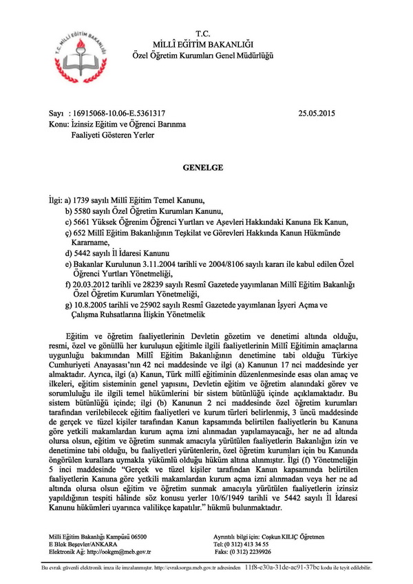 MEB'den izinsiz eğitim ve barınma faaliyeti gösteren yerler genelgesi