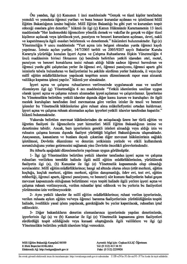 MEB'den izinsiz eğitim ve barınma faaliyeti gösteren yerler genelgesi