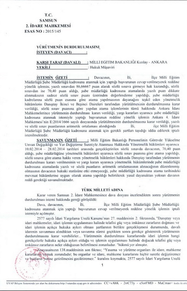 Şube müdürlüğünde mülakat ile yapılan atamalar iptal