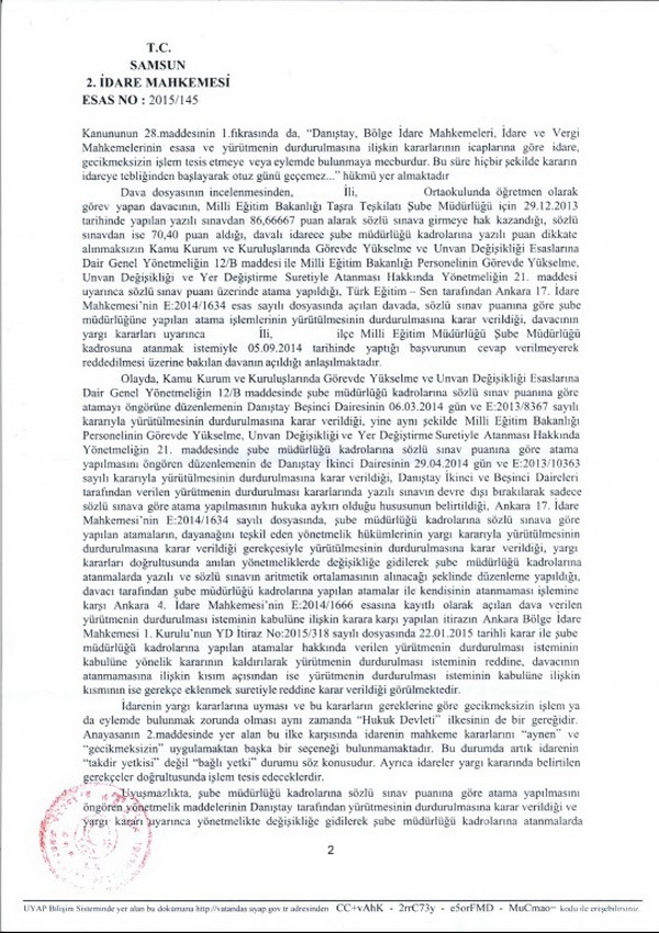 Şube müdürlüğünde mülakat ile yapılan atamalar iptal