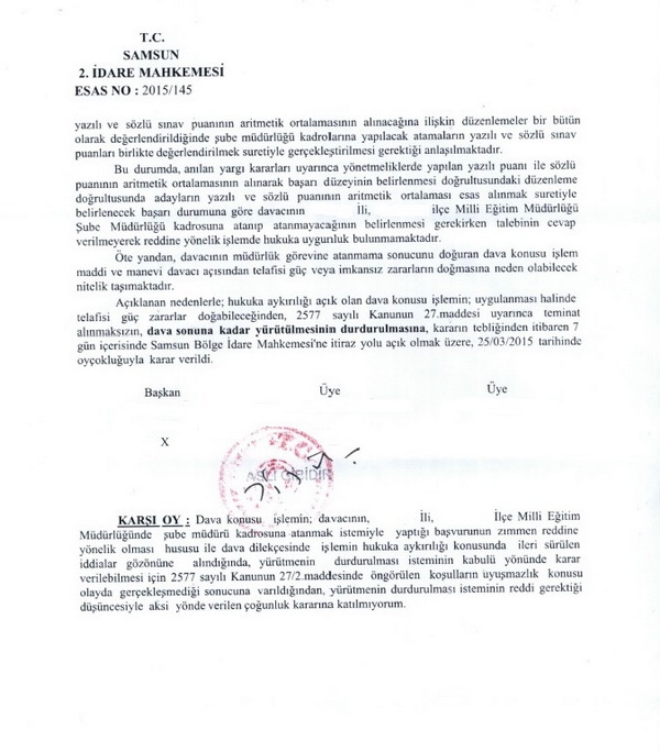 Şube müdürlüğünde mülakat ile yapılan atamalar iptal