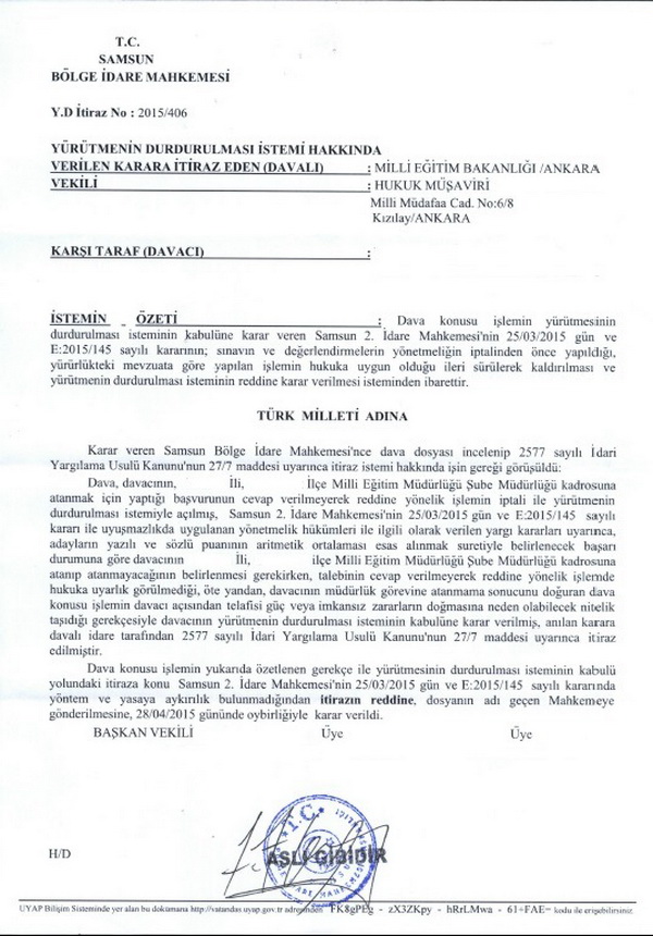 Şube müdürlüğünde mülakat ile yapılan atamalar iptal