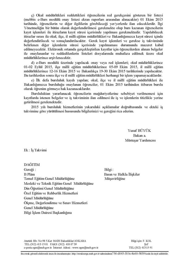 MEB'den Bursluluk İşlemleri Açıklaması