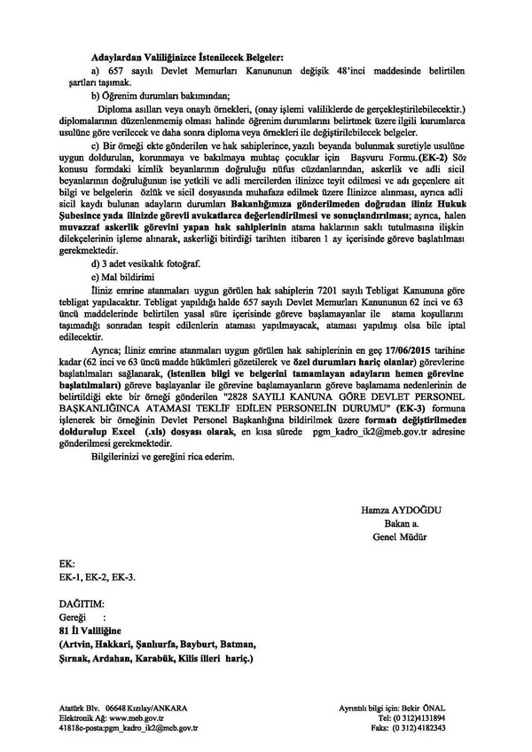 Bakılan ve korunan çocukların atanması