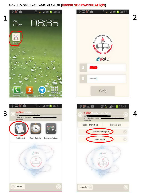 E-okul android uygulaması