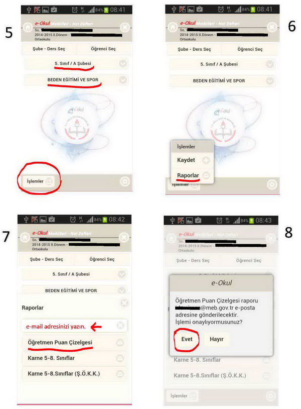 E-okul android uygulaması