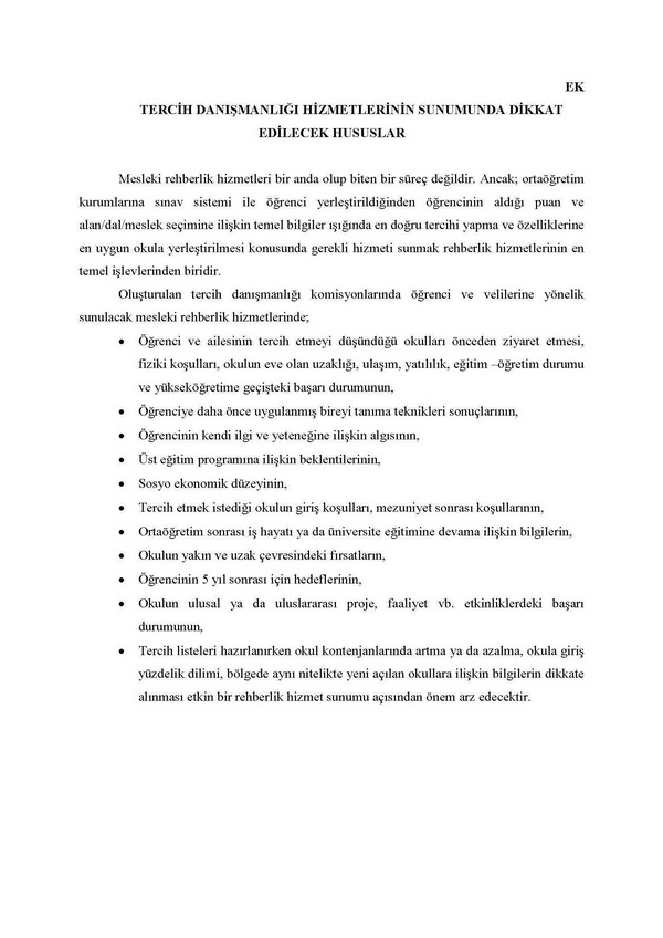 Tercih danışmanlığında dikkat edilecek hususlar