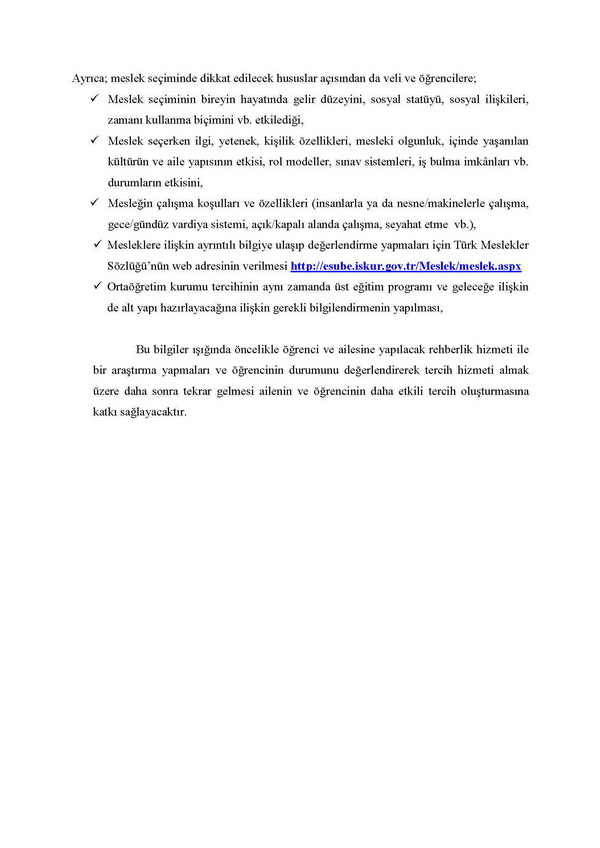 Tercih danışmanlığında dikkat edilecek hususlar