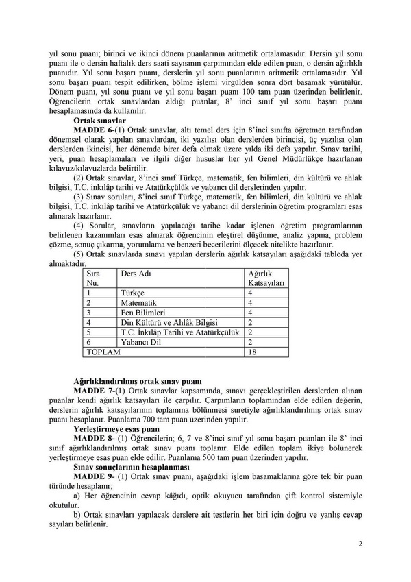 Ortaöğretim kurumları geçiş yönergesi değişti