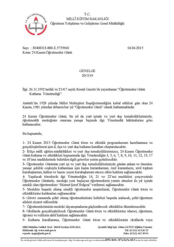 MEB'den öğretmenler günü genelgesi