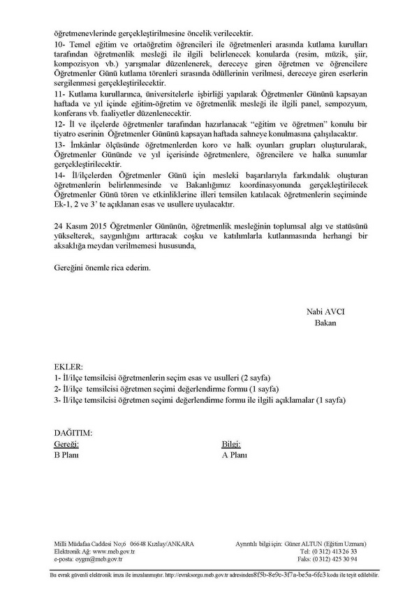 MEB'den öğretmenler günü genelgesi