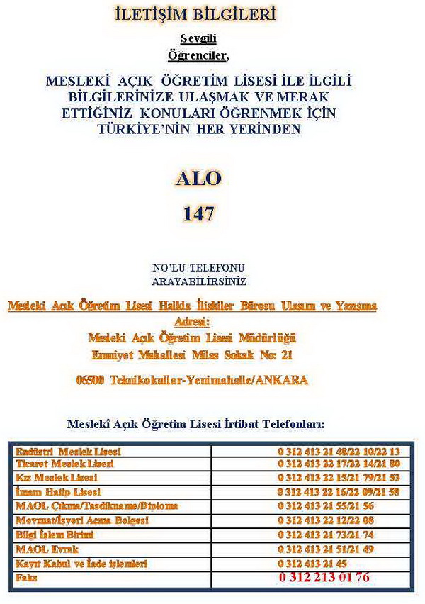 Mesleki Açık Öğretim Lisesi kayıt yenileme ücreti 25,00 TL