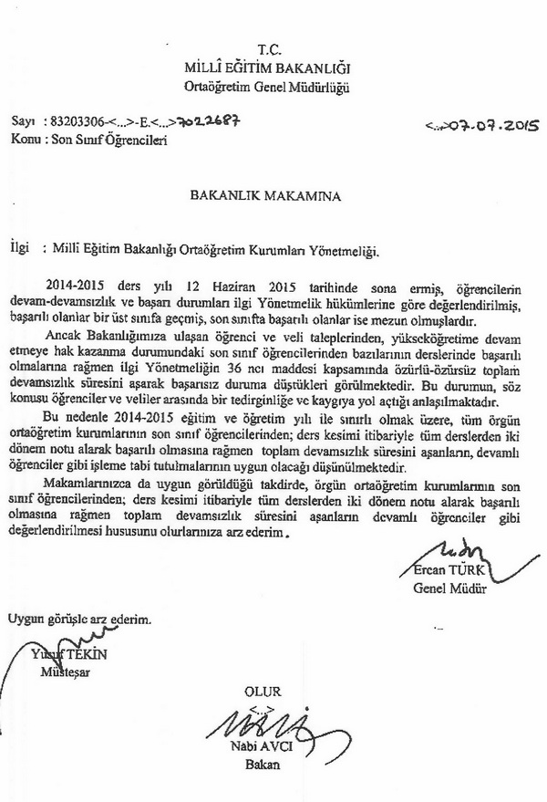 Devamsız öğrencilere sınıf geçme hakkı verildi