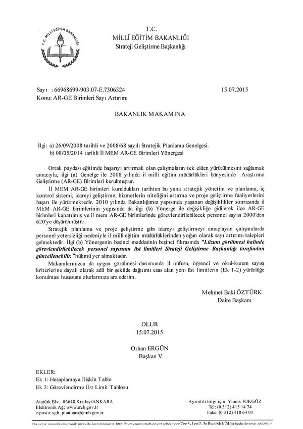 MEM, AR-GE'de görevlendirilebilecek personel sayısı artırıldı