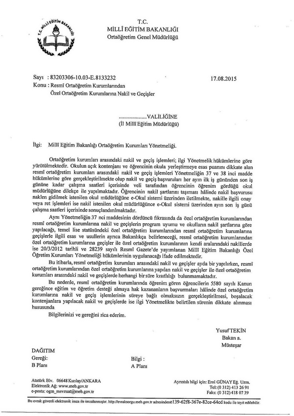 Özel öğretim kurumlarına geçişler nasıl olacak?