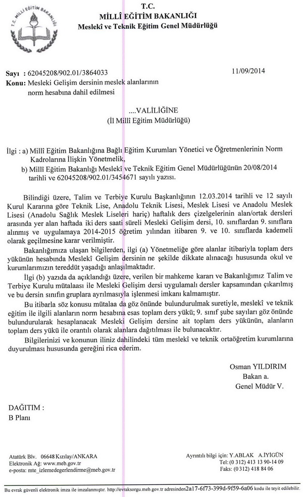 MEB, meslek liselerinde norm kadro ders yükünün nasıl belirleneceğini açıkladı