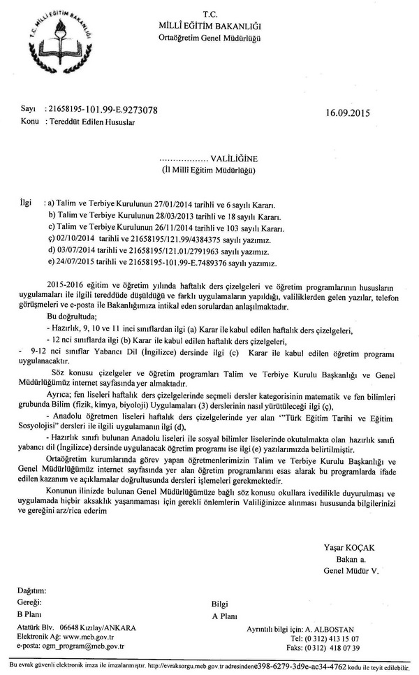MEB, liselerin haftalık ders çizelgeleri ile ilgli açıklama yaptı