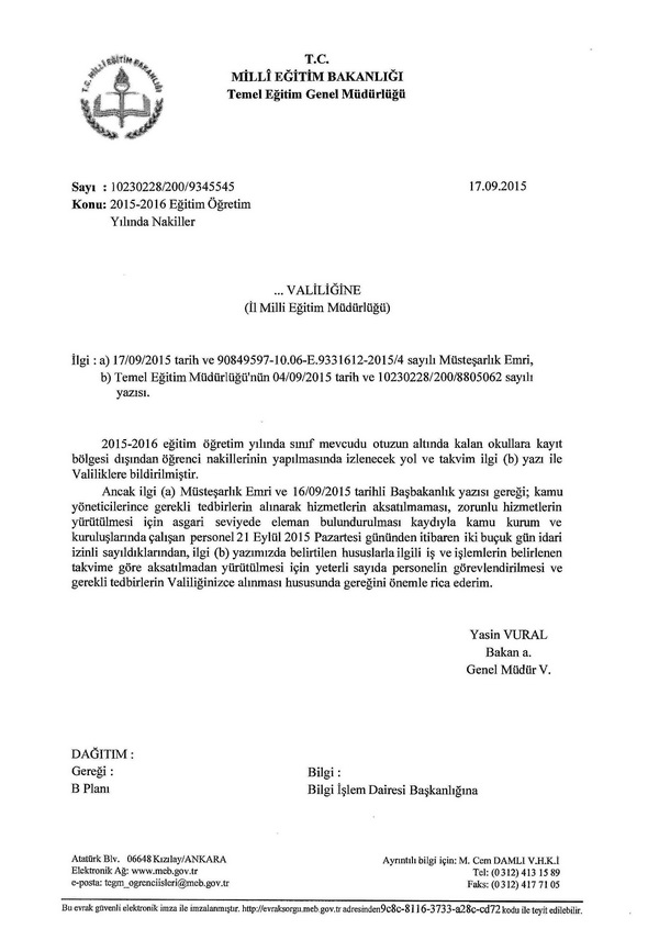 İdari izinli günlerde görevlendirilecek personelle nakiller devam edecek