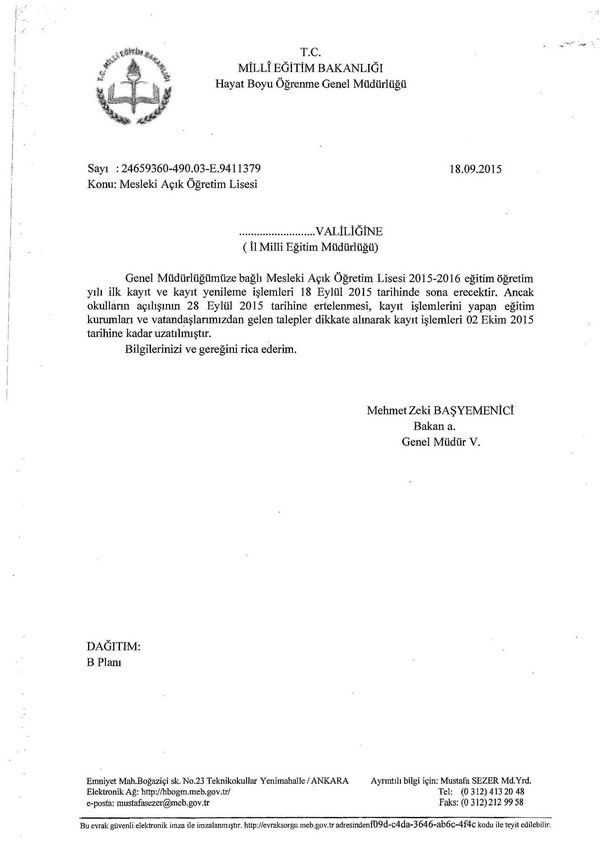 Mesleki açık öğretim lisesi kayıtları 2 Ekime uzatıldı