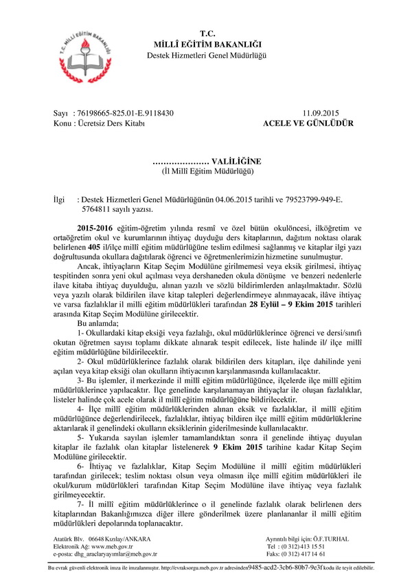 MEB'den ''Ücretsiz Ders Kitabı'' Yazısı