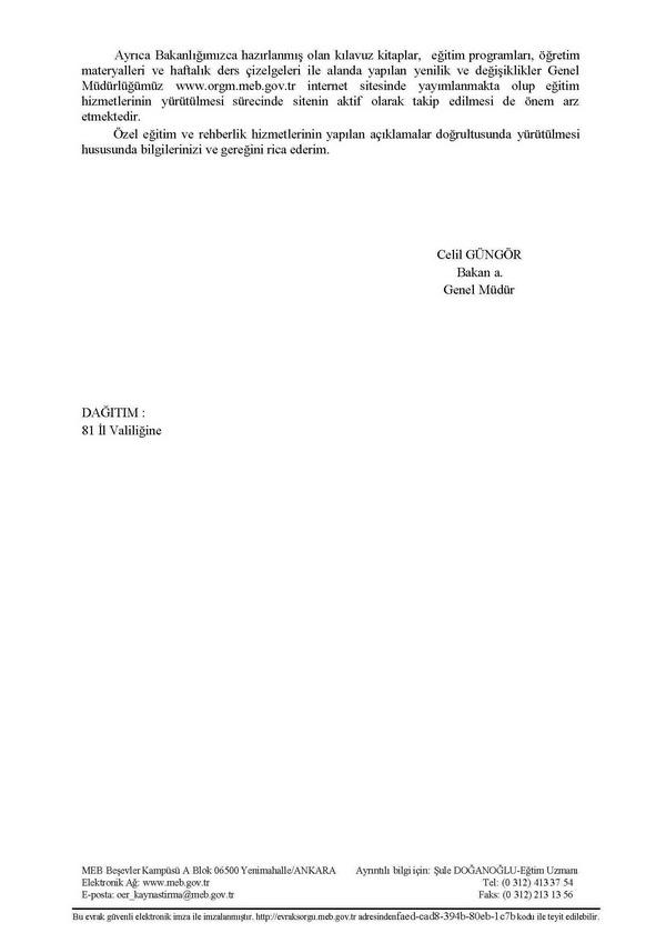 Özel eğitim ve rehberlik hizmetlerinin yürütülmesinde dikkat edilecek hususlar