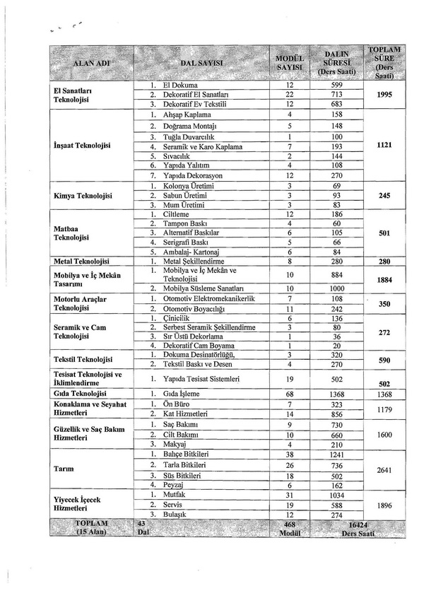Özel egitim sınıfı öğrencilerinin alan ve dala geçişi
