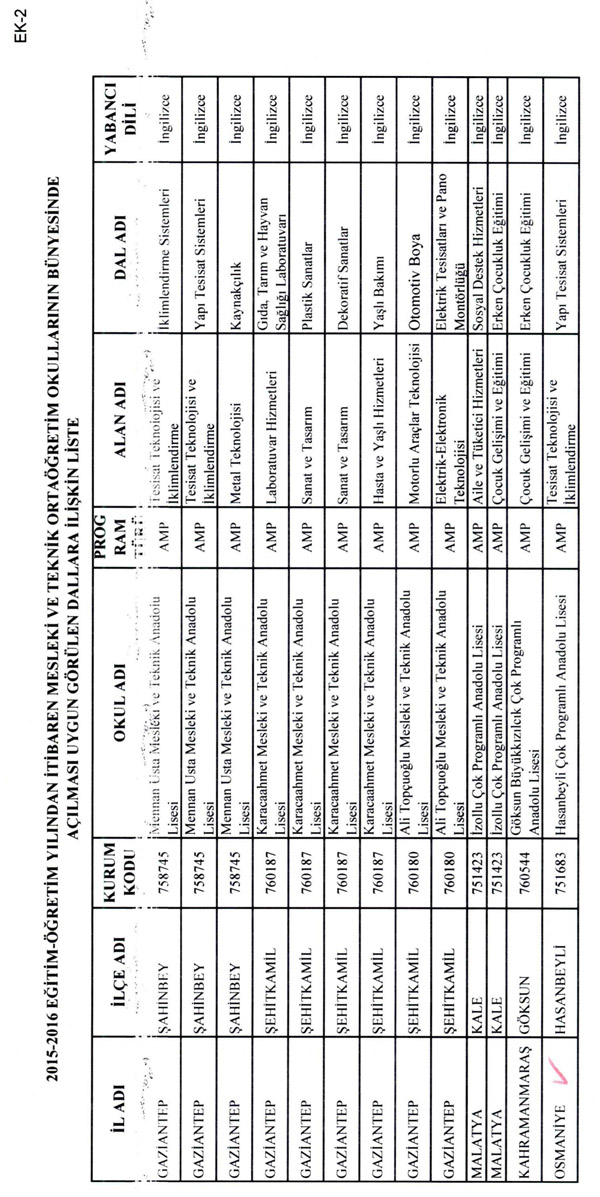 MEB, yeni açılan veya kapatılan alan/dalları açıkladı