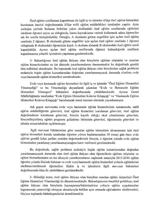 Özel eğitim hizmetlerinde dikkat edilecek hususlar