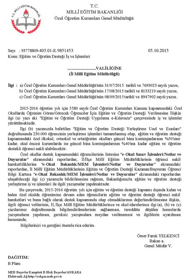 MEB'den eğitim ve öğretim desteği açıklaması