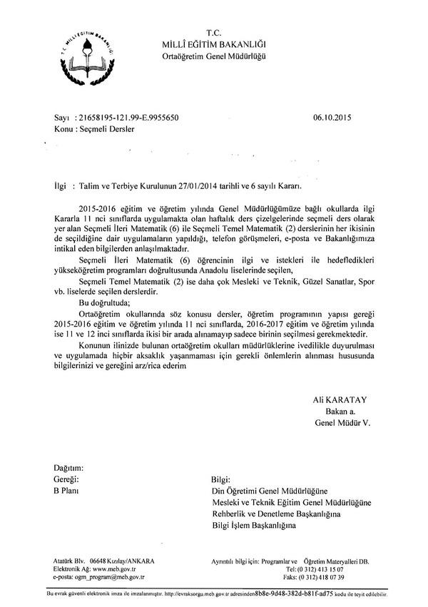 MEB'den Seçmeli dersler açıklaması