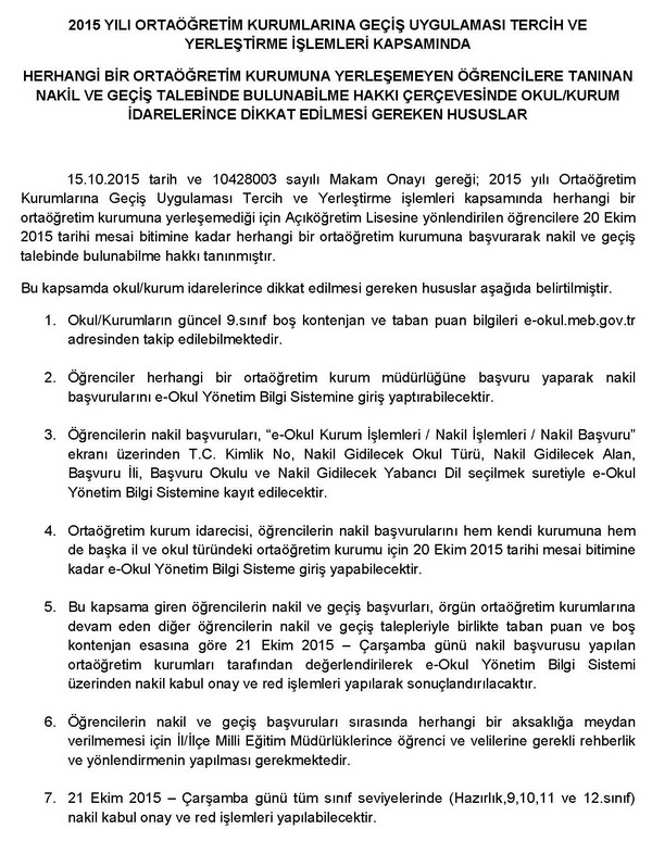 Yeni nakil ve geçiş hakkı verildi